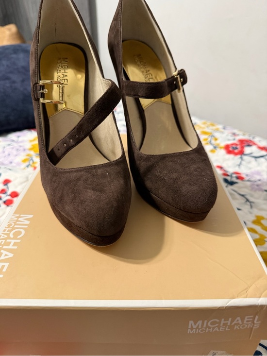 Michael Kors Shoes - Michael Kors Chocolate Brown Suede Mary Jane Platform Heels